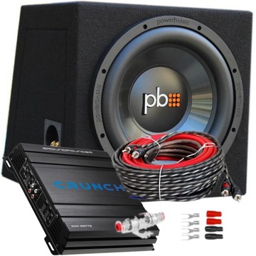 POWERBASS S-1204 PRESSURE BASS BOX 30 см + CRUNCH GPX600.2 + КАБЕЛИ