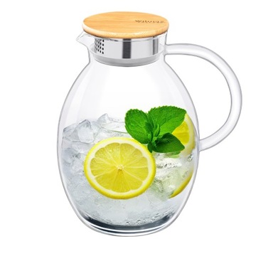 Karafka na wodę soki lemonadę z pokrywką bambusową Wilmax 2400 ml