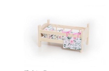 ŁÓŻECZKO DREWNIANE dla lalek +POŚCIEL 5 elementów