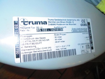 TRUMA ГАЗОВЫЙ КОТЕЛ-B-10 КАМЕРА ДРУГОЕ