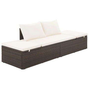 Leżanka ogrodowa, brązowa, 195 x 60 cm, rattan P