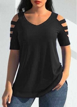 Bluzka Z Wiskozy Z Wycięciami Sax niebieski / L-XL
