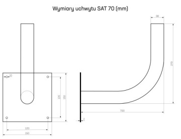 ДЕРЖАТЕЛЬ МАЧТЫ ДЛЯ СПУТНИКОВОЙ АНТЕННЫ 70 СМ