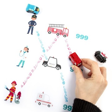 Kidea ШТАМПЫ КАТАЮЩИЕСЯ ШТАМПЫ Emergency Vehicles 3 шт. МАШИНЫ