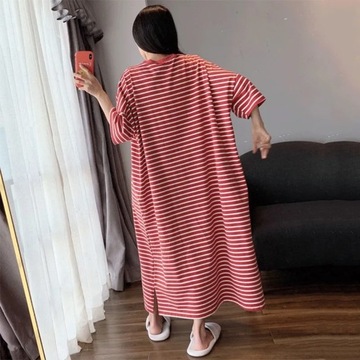 6XL Women Short Sleeve Homewear Nightdress Striped