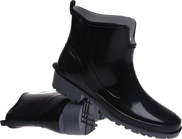 ПОЛЬСКИЕ ЖЕНСКИЕ РЕЗИНОВЫЕ БОТИНКИ, СЕРАЯ НИЗКА, черные 38