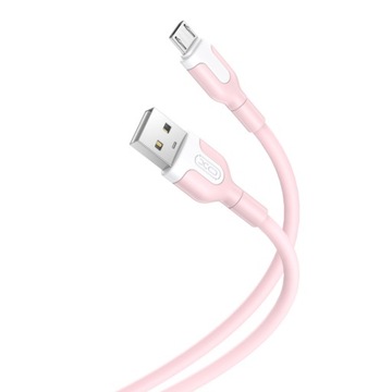 Kabel USB do microUSB 1m 100 cm 2,1A różowy XO NB212