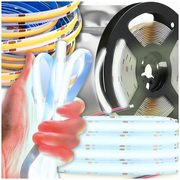 Taśma LED Neon COB 12V 12W /m 512 diod 6000K 8mm BIAŁA ZIMNA GĘSTA LINIA 1M