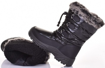 УДОБНЫЕ ЖЕНСКИЕ СНЕЖНЫЕ БОТИНКИ НА МЕХЕ ТЕПЛЫЕ ЗИМНИЕ БОТИНКИ, ЧЕРНЫЕ