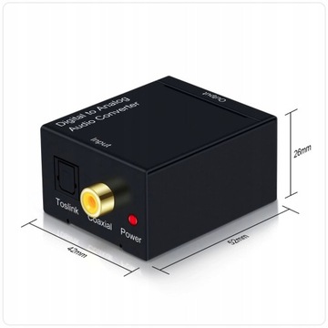 Коаксиальный коаксиальный преобразователь Toslink в 2x RCA-дюймовый оптический преобразователь