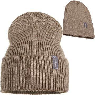 CZAPKA DAMSKA KOBIECA BEANIE JESIENNA ZIMOWA MAJKA BEŻOWA BEŻ
