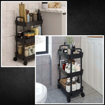 Кухонная тележка СТОЛ НА КОЛЕСАХ ТЕЛЕЖКА 3 УРОВНЯ С МОБИЛЬНЫМ ЗАМКОМ НА КОЛЕСАХ