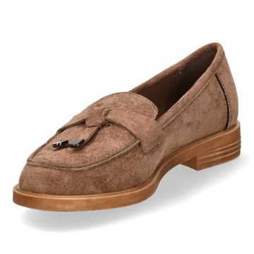 MOKASYNY PÓŁBUTY DAMSKIE VINCEZA BEŻOWE ZAMSZ PŁASKI OBCAS R 38