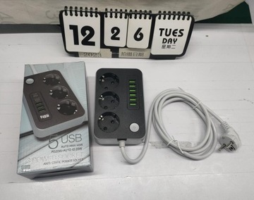 УДЛИНИТЕЛЬ ПИТАНИЯ 3 РОЗЕТКИ + 6 USB С КАБЕЛЕМ ДЛИНОЙ 1,85 М