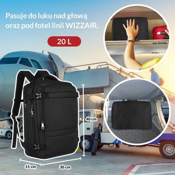 PETERSON pojemny plecak podróżny bagaż WIZZAIR kabinówka