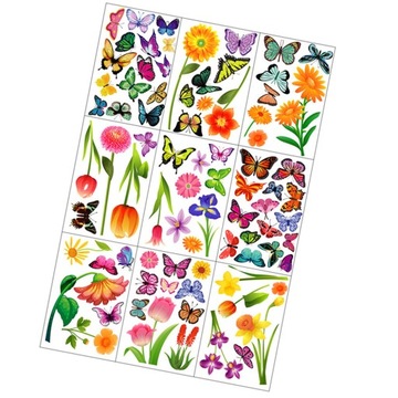 NAKLEJKA MOTYL KWIAT ŚCIANA STATYCZNA PRZYKLEJANIE DO OKNA