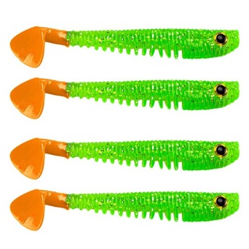 de-4Pcs Красочные мягкие аксессуары для рыбалки Искусственный червь Зеленый