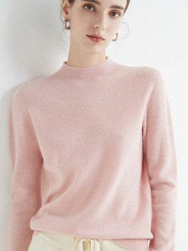 Autumn Winter Solid Mock-neck Pullover Sweater For