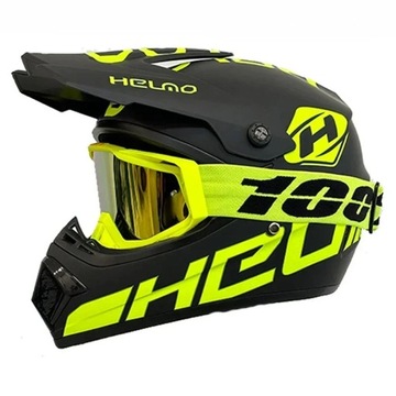 KASK MOTOCYKLOWY DZIECIĘCY ENDURO QUADA Z GOGLAMI -, M