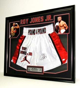 Roy Jones JR Oryginalny autograf na spodenkach w pięknej oprawie HIT