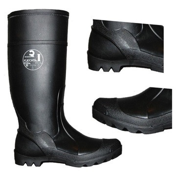 Kalosze WODOODPORNE wysokie wygodne czarne PVC r46