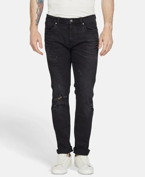 Jeansy męskie HUGO BOSS r. 33X32 czarne slim fit spodnie jeansowe proste