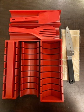 НАБОР ДЛЯ ПРИГОТОВЛЕНИЯ СУШИ, 12 НАБОРОВ, БАМБУКОВЫЙ КОВРИК, РОЛЛ, НОЖ, ПОДАРОК