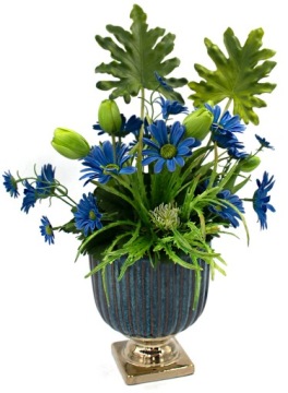 Композиция из керамического горшка с ромашкой керамики