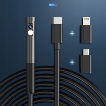 Камера DUO INSPECTION ЖЕСТКИЙ эндоскоп для телефона и ПК 3M 7LED 2xFHD WiFi