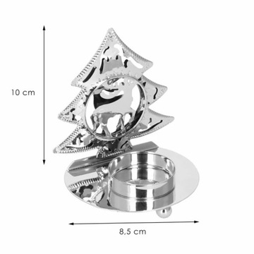 ŚWIECZNIK GLAMOUR SREBRNY NA TEALIGHT CHOINKA OZDOBA ŚWIĄTECZNA DEKORACJA