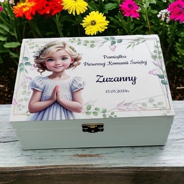 Коробка, белая подарочная коробка, Первое причастие, печать, персонализация, выкройки