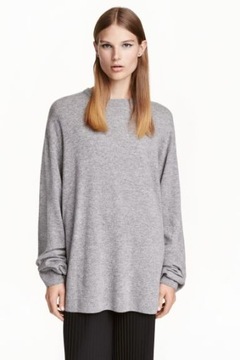 H&M HM Kaszmirowy sweter oversize damski modny cienki luźny oversize 36 S