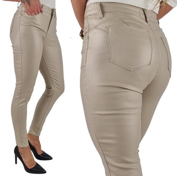 # OCIEPLANE SPODNIE DAMSKIE - WOSKOWANE SKÓRA Push - Up #