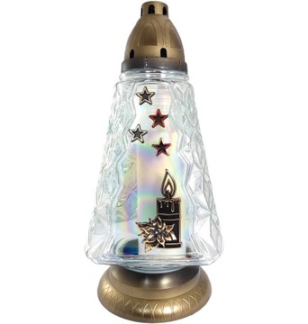 Znicz choinka na Boże Narodzenie lampion z gwiazdkami 35cm + duży wkład