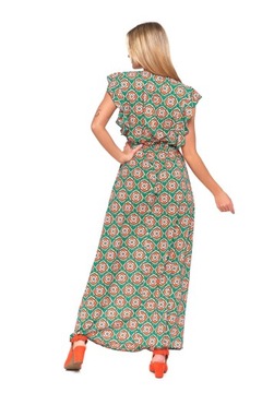 Długa sukienka damska MAXI letnia zwiewna PRZEWIĄZANA W TALII zgrabna XL