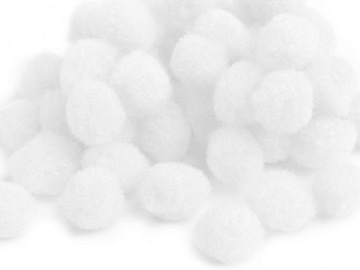 POMPONIKI 11mm pompony miękkie BIAŁE 20szt