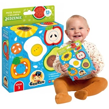 CZUCZU Moje Pierwsze Puzzle z Dziurką Jedzenie Układanki 7 Sztuk 12m+