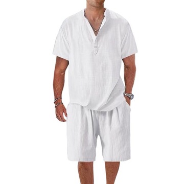 Komplet Męski T-shirt I Spodenki Krótkie Jednolity Kolor Na Lato Casual