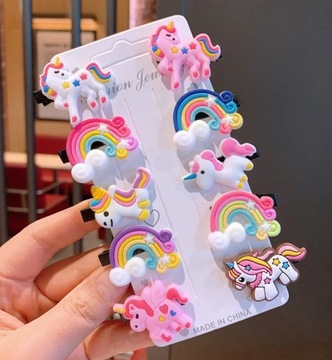 SPINKI do włosów JEDNOROŻEC klamry ozdoby zestaw 10 sztuk PREZENT