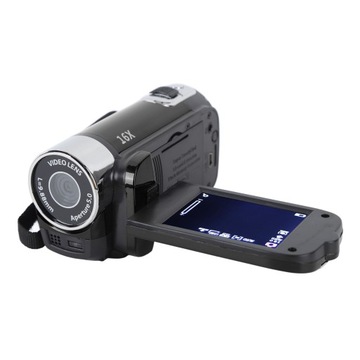 РУЧНАЯ ЦИФРОВАЯ 4K DV КАМЕРА С ПОВОРОТНЫМ ЭКРАНОМ, 16-кратным ЗУМОМ, USB, ЧЕРНАЯ