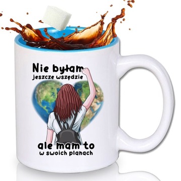 Kubek Błękitny MAM W PLANACH ZWIEDZIĆ ŚWIAT Wzory