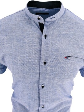 РУБАШКА МУЖСКАЯ, СИНАЯ КОРОТКАЯ ЗНАК ВОРОТНИК-СТОЙКА XXXL 3XL