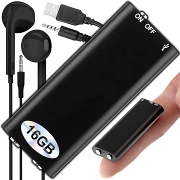 MINI PODSŁUCH SZPIEGOWSKI PLUSKWA MAŁY DYKTAFON 16 GB DETEKCJA GŁOS 2 TRYBY