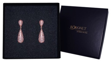 Kolczyki rose gold ślubne klasyka migdały drop
