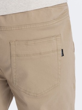Spodnie męskie materiałowe JOGGERY z ozdobnym sznurkiem beżowe V5 P908 XL
