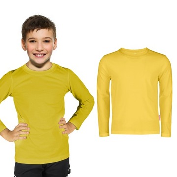 LUŹNA KOSZULKA DZIECIĘCA BLUZKA ŻÓŁTA GŁADKA 128CM