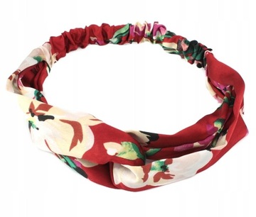 OPASKA DO WŁOSÓW TURBAN NA GUMCE JEDWAB CZERWONA