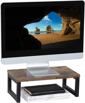 DREWNIANY STOLIK VINTAGE NA MONITOR LAPTOP 40 cm