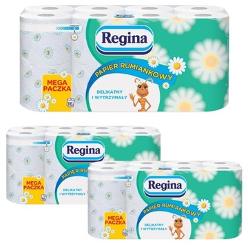 Papier toaletowy Regina rumiankowy delikatny wytrzymały 3-warstwy 48 rolek