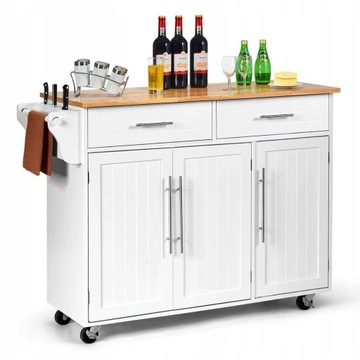 Wyspa kuchenna na kółkach 122 x 46 x 92,3 cm biała